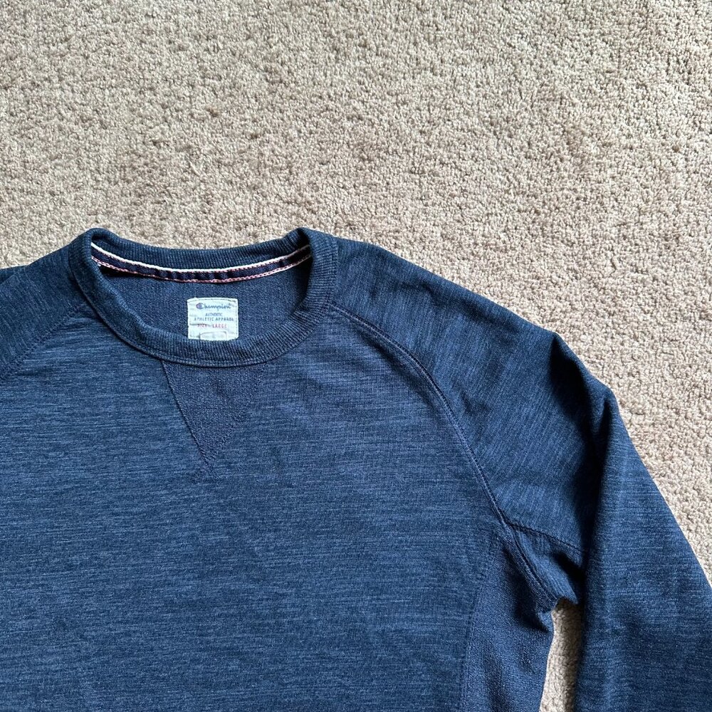 Champion Sweater Mens Large Crewneck Pullover Blue Long Sleeve - Picture 3 of 11